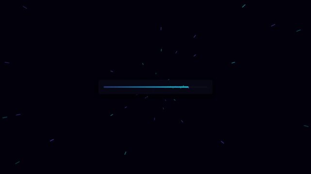 Loading Progress Bar Animation Set for User Interface Design Featuring Multiple Glowing Blue Digital Status Indicators for Software Installation Web Page Preloader and Modern Application Loading