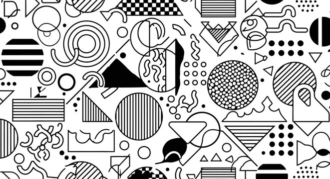 Abstract Geometric Patterns - Retro Memphis Style Design Elements