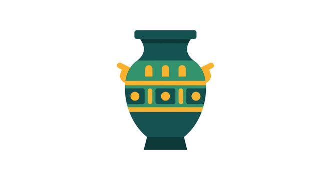 Decorative ancient vase with geometric patterns illustration.