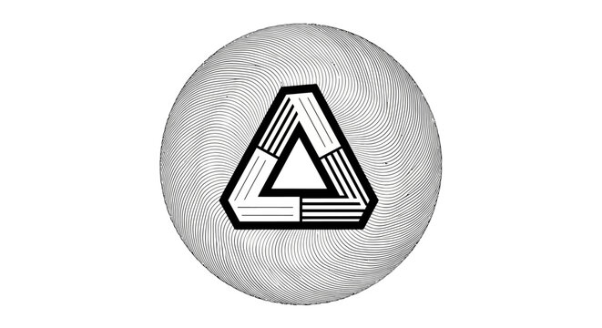 Abstract Geometric Triangle Inside Sphere, Optical Illusion Pattern
