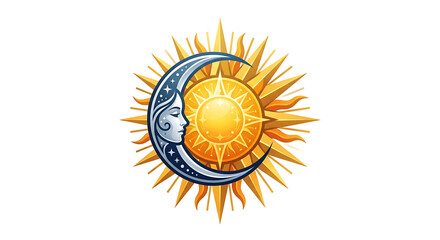Fototapeta premium Luna Vector Celestial Sun and Crescent Moon Mystical Symbol
