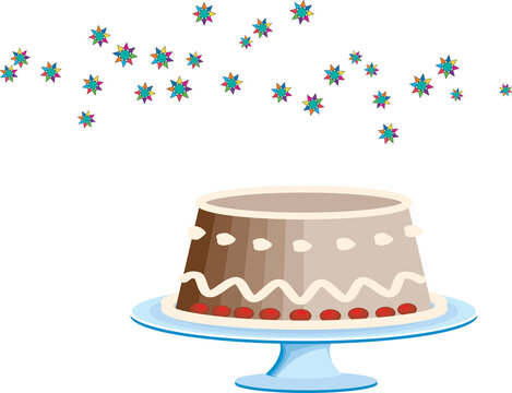 Celebratory cake on pedestal stand with floating star
