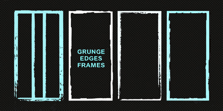 Grunge edge frames five vertical rectangles on black background