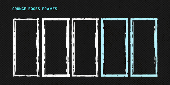Grunge edge frames five vertical rectangles on dark background