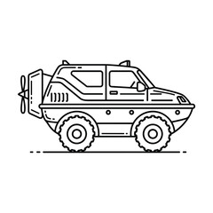 Naklejka premium Amphibious offroad vehicle icon for extreme terrain and rescue missions