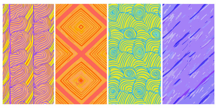 Set Of Four Abstract Geometric Pattern Vectors Colorful Backgrounds