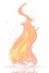 Fototapeta premium A vivid, stylized flame with dynamic curves, radiating orange and yellow hues against a transparent backdrop. Sparks