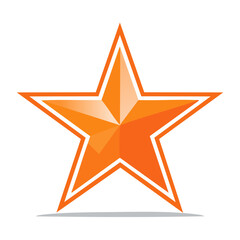 Obraz premium Orange geometric star icon with white outline
