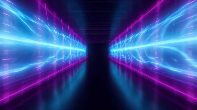 Neon corridor cyberpunk tunnel glowing light magenta cyan futuristic hallway abstract background digital grid sci fi vaporwave mood neon light tunnel background glow corridor futuristic hallway