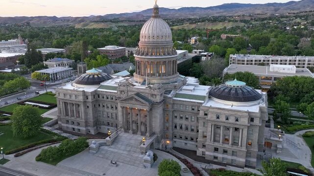Sunset highlights the Capitol's dome