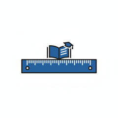 Naklejka premium Flat Ruler Measurement Education Tool Icon Vector