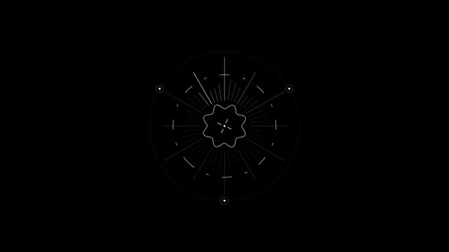 Abstract geometric circular hud element with radial lines and wavy core