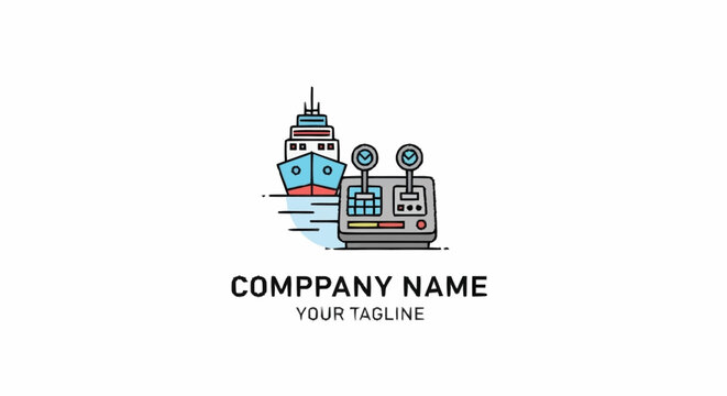 a logo of a ship and a computer.