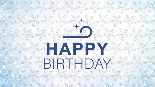Happy Birthday Motion Graphics Background with Festive Icon Pattern and Glitter Bokeh Effects