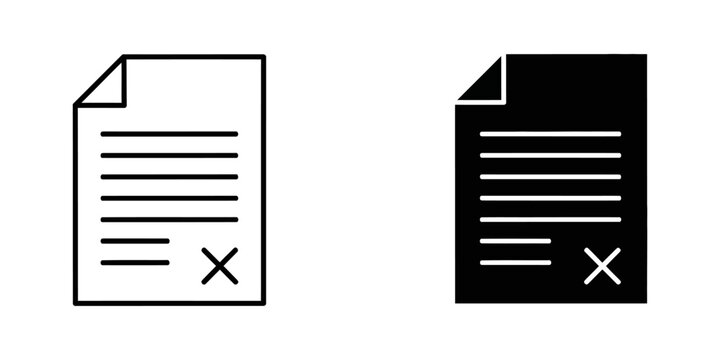 Document with cross mark sign icons document rejected business restricted incorrect