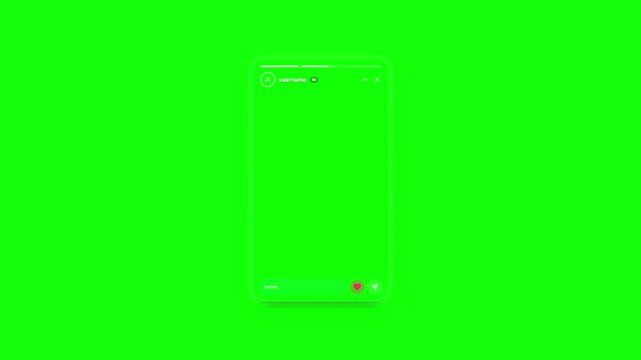 Story interface template with green screen background for video editing