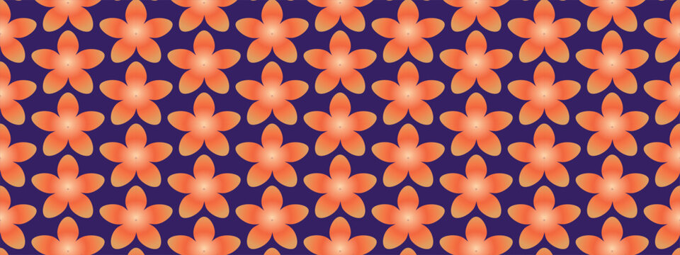 Beautiful seamless floral pattern featuring repeating orange flower motifs arranged. This decorative vector design combines a retro-inspired aesthetic with modern simplicity, making it ideal for texti