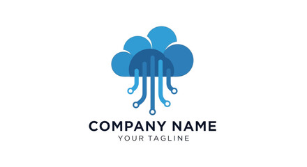 Blue jellyfish logo design template. © Lim