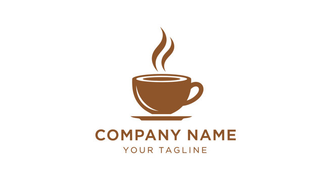 Brown coffee cup logo template design.