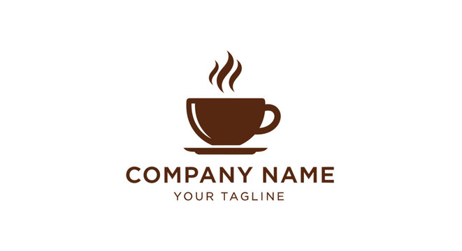 Brown coffee cup logo template design.