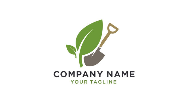 Company logo with leaf and shovel.
