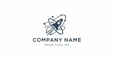 a logo design with a rocket and atom. © Lim