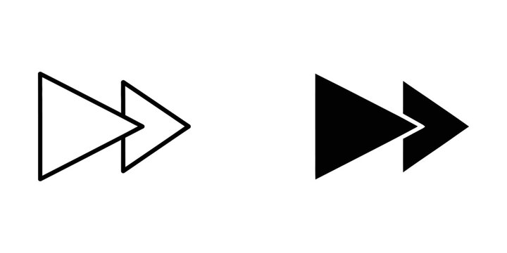 Fast forward button navigation symbols with triangle playback navigation interface direction isolated