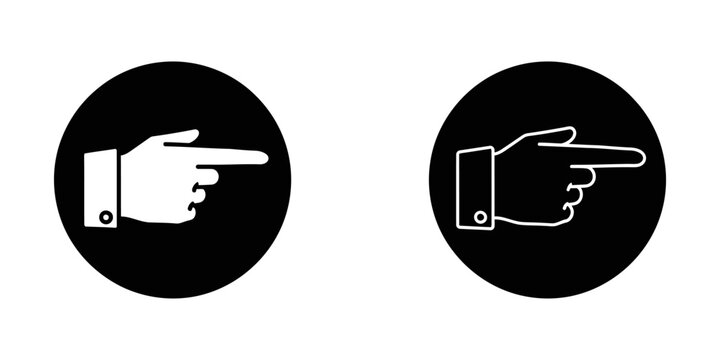 Pointing hand icon with pointing direction navigation communication illustration silhouette interface
