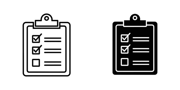 Checklist clipboard icon with checked items available in outline and solid styles survey form checklist