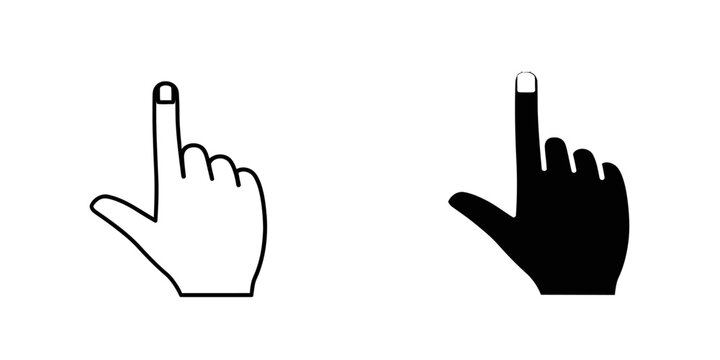Index finger pointing upward icon set in outline and solid vector design with pointing