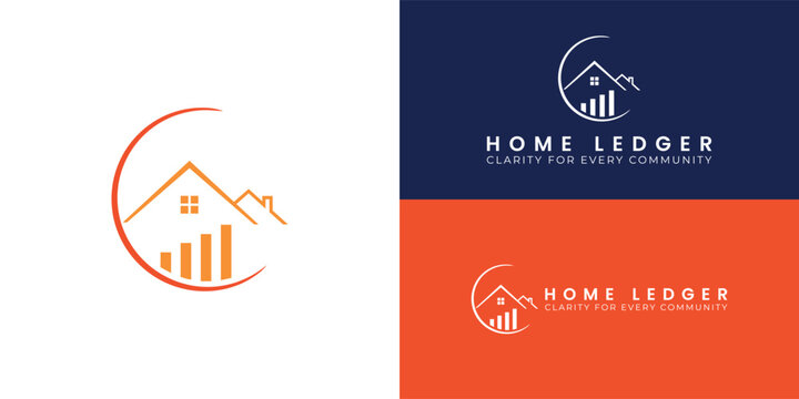 A minimalist HOA database logo featuring a silhouette of a house inside a circular frame containing an ascending bar chart. This symbolises financial transparency and data-driven decision-making.
