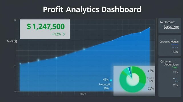 Profit Analytics Dashboard with Graph and Charts Showing Financial Data and Statistics  Business