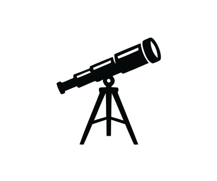 Astronomy telescope on tripod vector silhouette icon