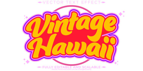 Vintage editable text effect, editable hawaii and retro text style © Md