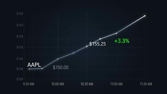Stock market graph showing AAPL price increase over time  financial data visualization