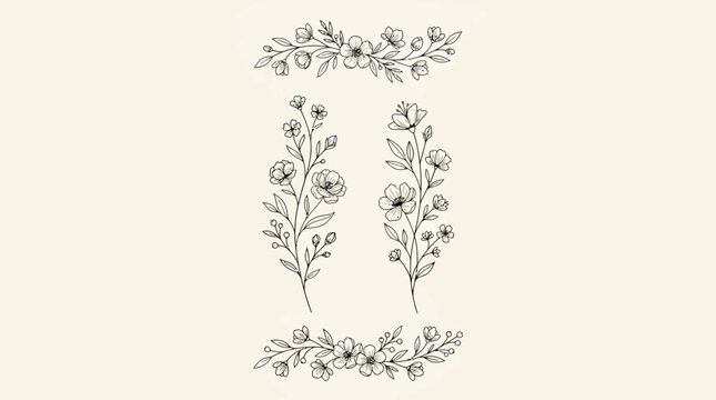 Elegant ornamental letter H crafted from hand-drawn floral vines and blossoms for decorative typography and botanical monogram design