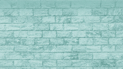 Obraz premium Teal Brick Wall Texture: A close-up view of a teal-colored brick wall, showcasing the weathered texture and classic pattern of the masonry. An ideal backdrop for design projects.