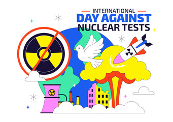 Fototapeta premium International Day Against Nuclear Tests Vector Illustration Featuring Nuclear Disarmament Awareness, Peace Advocacy and Anti Nuclear Weapons Campaign