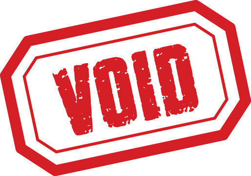 Red rubber stamp graphic 'void' text for document marking and cancellation