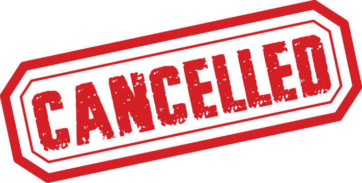 Cancelled rubber stamp illustration red ink on white background for business legal use