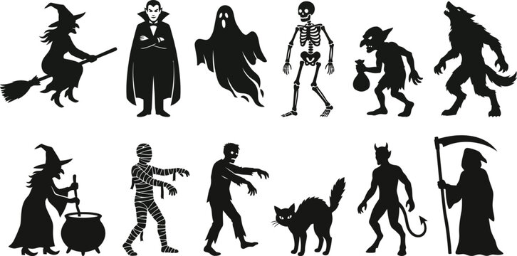 Halloween Monster Silhouettes Set