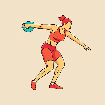 Female Discus Thrower Athlete in Motion