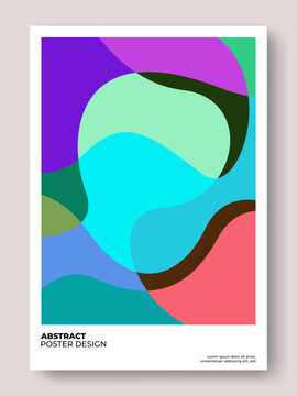 Abstract organic poster design template with colorful fluid shapes and color blocking