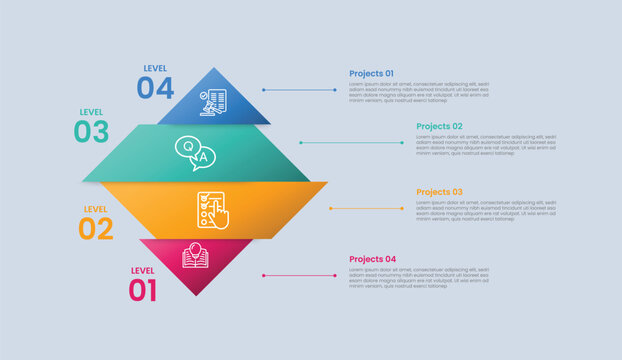 Rhombus base shape infographic with glossy gradient style with slice cut moving part with four segment information