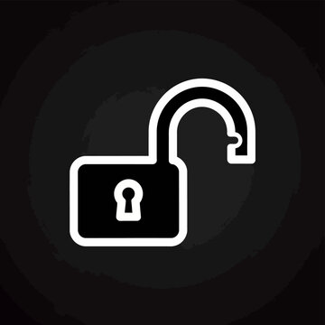 Open padlock icon, security unlocked concept