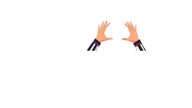 Flat vector illustration of a female football referee's hands actively drawing a rectangle to signal for a VAR (Video Assistant Referee) review