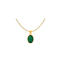 Fototapeta premium Gold necklace with oval green emerald gemstone pendant