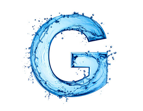 Water letter G isolated on transparent background
