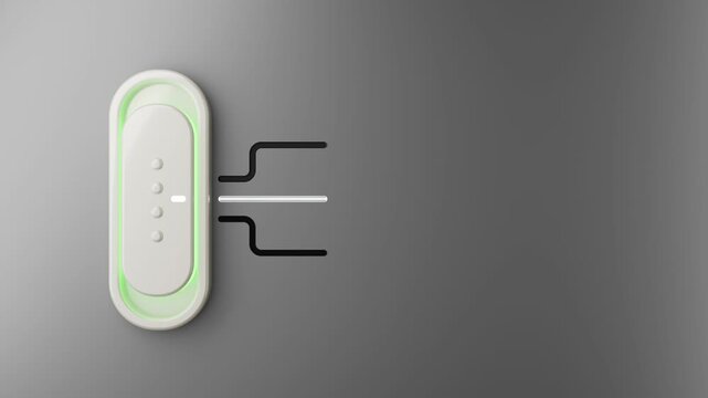 3D rendered Button sliding animation with indicating 3 infographics stapes