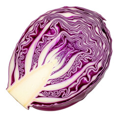 Fototapeta premium cross-section of red cabbage leaf with natural veins isolated on transparent background